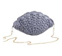 PURPLELILY Bolso de hombro para verano, playa, bolso cruzado tejido con conchas marinas, bolso de mano de paja con correa para mujer, bolso de mano de paja para mujer, Blue, One Size