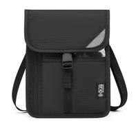 PURPLELILY Cartera de viaje RFIDS para el cuello, con correa cruzada ajustable, protección contra robos, bolsa de viaje para pasaporte y documentos, Black, One Size