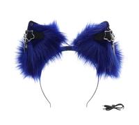 PURPLELILY Diadema de orejas de animal recargable activada por movimiento alimentada por USB para fiestas de disfraces y juegos, diadema de animales participativos para padres e hijos