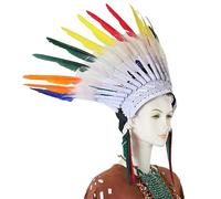 PURPLELILY Diadema étnica con plumas, actuaciones teatrales, aro para el pelo, para mujeres y hombres, bailes de máscaras, para tomar fotos, tocado de Halloween para mujer