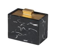 PURPLELILY Dispensador de palillos de dientes con patrón de mármol y soporte para hisopos de algodón para comedor comercial, solución de mesa a prueba de polvo, contenedor higiénico cubierto para