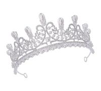PURPLELILY Elegantes coronas de tiaras de cristales con perlas de imitación sofisticadas para novia, diadema de princesa, accesorio para el cabello, corona de diamantes de imitación