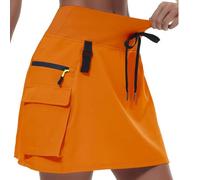 PURPLELILY Falda de entrenamiento transpirable, con bolsillo seguro, diseño de cinco puntos, para tenis, uso casual, tela de poliéster, falda deportiva de longitud media