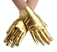 PURPLELILY Guantes unisex para adultos, a la moda, brillantes, cortos, de rendimiento, guantes de cuero para uniforme de fiesta, para hombres y mujeres, dorado, Talla única