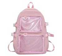 PURPLELILY Itabag - Mochila escolar de nailon para estudiantes universitarios, bolsillos transparentes japoneses, gran capacidad, para exhibición de pines de anime, bolsa escolar de gran capacidad, a