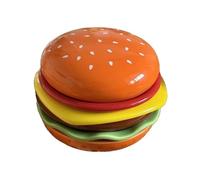 PURPLELILY Juego de construcción de hamburguesas de cerámica con 6 platos en miniatura, aptos para horno, diseño eficiente para familias pequeñas, preparación creativa de comidas, juego de platos