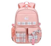 PURPLELILY Mochila escolar con estampado de dibujos animados, gran capacidad, reduce la carga, transpirable, resistente a la suciedad, color beige, c, Small