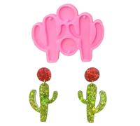 PURPLELILY Molde de silicona hecho a mano con diseño de cactus para pendientes, colgantes, llavero, resina epoxi, herramienta para hacer joyas