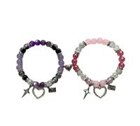 PURPLELILY Pulseras de corazón para parejas, cierre fácil de usar, garantiza un ajuste seguro para aniversarios, día de San Valentín y uso diario, joyería con símbolo de relación, talla única, como se