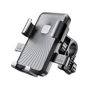 PURPLELILY Soporte de teléfono para motocicleta con abrazadera ajustable, diseño seguro para teléfonos móviles de 4.7 a 7.2 pulgadas, soporte de teléfono ABS