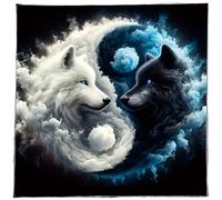 PURPLELILY Tapiz cuadrado de adivinaciones con diseño de dragón/lobo y astrología, mantel de tarots, mantel de brujería, suministros de adivinaciones, decoración de pared