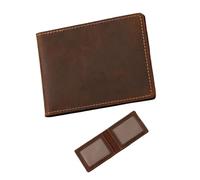 PURPLELILY Tarjetero vintage para hombre, piel sintética, tarjetero, ranura para licencia de conducir, organizadores de tarjetas de viajeros, Brown, 10.5x1.5x7.8cm /4.13x0.59x3.07in, 2 tarjetas