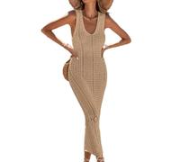 PURPLELILY Vestido largo de ganchillo transpirable para cubrir el traje de baño, para paseos por la playa y fotografía de centro turístico