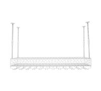 PurpleMinder Botellero de metal ajustable hasta 50 kg, color blanco | 120 x 25 x 10 cm hasta 36 vasos y 24 vinos 2,35 - 2,55 m de altura de la habitación, estante de techo, estante para vino