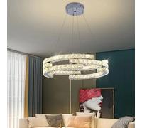 purpleq Lámpara De Araña LED Moderna Lámpara De Araña De Cristal Semiincrustada Iluminación Cristal En El Vestíbulo Del Restaurante Del Dormitorio 19.7''