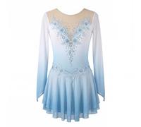 purpleq Vestido de Patinaje Artístico, Leotardo Degradado con Encaje y Pedrería Hecha a Mano, Traje Profesional para Competencias de Patinaje sobre Hielo, Danza y Presentaciones