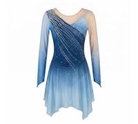 purpleq Vestido de Patinaje Artístico, Leotardo Degradado con Pedrería Hecha a Mano, Traje Profesional para Competencias de Patinaje sobre Hielo, Danza y Presentaciones para Mujer y Niña