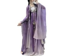 purpleq Vestido Hanfu púrpura para Mujer con Bordado Floral, Ropa Tradicional China, Disfraz de Cosplay de la Antigua dinastía Tang,Púrpura,XL