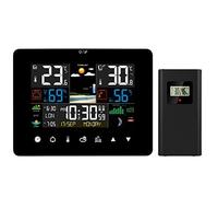 PURPLLE Estación meteorológica con pantalla táctil reloj de pared templado humedad meTre mesa relojes de escritorio con sensor exterior