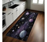 Púrpura Alfombra de Cocina 60 x 180 cm Acuarela Planeta Cielo Estrellado Antideslizante y Lavable, Camino Multiusos Resistente al Desgaste, Antimanchas, Ideal para Bajo Fregadero y Fogones
