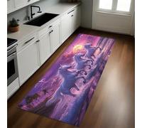 Púrpura Alfombra de Cocina 60 x 180 cm Unicornio de Playa Antideslizante y Lavable, Camino Multiusos Resistente al Desgaste, Antimanchas, Ideal para Bajo Fregadero y Fogones