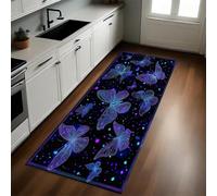 Púrpura Alfombras de Cocina Mariposa Fluorescente del Cielo Estrellado 40 x 120 cm Antideslizantes, Alfombras Modernas Lavables para Pasillo, Comedor y Entrada