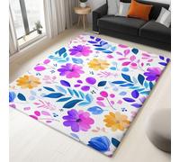 Púrpura Alfombras para Sala de Estar - Acuarela Flores Hojas Alfombras patrón para Dormitorio 140 x 200 cm, Bien Alfombra de Cocina Que no Suelta Pelo Corto para Pasillo Oficina