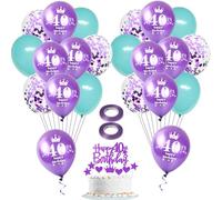 púrpura azul Globo 40 años cumpleaños mujer decoración 22 piezas Happy 40th Birthday látex globo 40 años cumpleaños decoración 40 años mujer decoración de la torta 40 años cumpleaños mujer morado