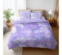 Púrpura Blanca Pacífico Elegante Flores 200 x 200 cm Microfibra Juego de Funda Edredón Duradero de fácil Cuidado Lavable A Máquina Juego de Cama Ropa de Cama para Adolescente
