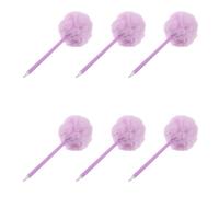 Púrpura Bolígrafo de Peluche Pompón Escritura Suave, 6 Piezas | Papelería Kawaii para Cuadernos y Diarios, Decoración de Escritorio, Adecuado para Profesores y Clase