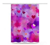 Púrpura Cortina de Ducha 150x200, Tela Poliéster Impermeable con 12 Ganchos, Secado Rápido Cortinas de Baño Lavables, Shower Curtain Resistente a Humedad, Decoracion Hogar Amar Cortina Ducha, Model675