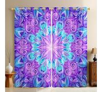 PúRpura Cortinas Opacas Patrón de Arte geométrico Estampado 3D, Térmicas Aislantes y Reducción de Ruido para Dormitorio Salón y Habitación Infantil 2 Paneles 117An x 229Al cm