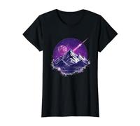 Púrpura Cosmic Mountain Rockets Artscape Camiseta gráfica económica, Mujer, Negro, XL