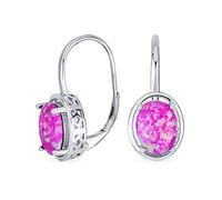 Púrpura Creado Ópalo Piedra de Nacimiento 3.60 Ct. Óvalo 9X7MM .925 Plata de Ley Filigrana Antigua Estilo Vintage Pendientes Colgantes para Mujer Cierre de Palanca