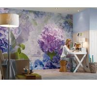 Púrpura Floral Dormitorio Papel Foto Mural para Pared 3.7x2.4m Otaxa Flores Azul