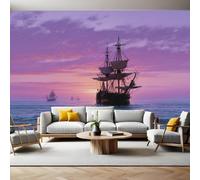 PúRpura Fotomurales Un viejo velero Papel Tapiz Fotográfico 400x280 cm Tejido No Tejido Decor de la Pared Murales para Salón Dormitorio TV Pared Habitación Niños