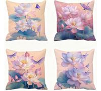 PúRpura Funda Almohada 60x60 Loto Funda Cojin 60x60 Cojines Sofa Lino Fundas Almohadas Cuadrada Fundas Cojines Juego 4 Protector Almohada Cervicales y Cuello Pillows, para Jardin Dormitorio E - 866