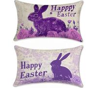 Púrpura Funda Cojin 40x70cm Fundas Cojines Sofa Lino Fundas Cojines Exterior Impermeable Conejo Funda Almohada Decorativos Exterior Jardin Juego de 2 para Cama Cojin Salon Outdoor Cushions u-14160