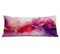 Púrpura Fundas Almohada 60x180 cm, Funda de Almohada Mármol Cojines Cama, Suave Terciopelo Fundas Cojins Doble Cara Impresión con Cremallera Invisible, Funda de Cojín Decoración del Hogar B-2360