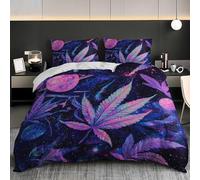 PúRpura Fundas Nórdicas 135x200 cm Planeta de Hojas de EnsueñO Funda de Edredón 3 Piezas Microfibra Juegos de Cama Hipoalergénica Suave con Cremallera para Niños + 2 Fundas de Almohada