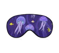 Púrpura Jellyfish Sleep Mask Blindfold Sea Life Ajustable Super-Smooth Soft Eye Mask Cover para Hombres Mujeres Viajes y siesta