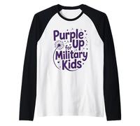 Púrpura para Military Kids, el Mes de Las Fuerzas Armadas del Diente de León Camiseta Manga Raglan