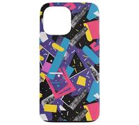 Púrpura Retro 80s 90s Gráfico Forma Patrón Capa Carcasa para iPhone 13 Pro MAX