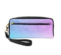 Púrpura Rosa Brillo Ombre Azul Degradado, Bolsa de Maquillaje Bolsa de cosméticos Bolsa de Aseo de Viaje portátil Estuche de Cuero para Mujeres y niñas
