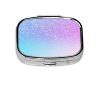 Púrpura Rosa Brillo Ombre Azul Degradado, Pastillero cuadrado para bolsillo o monedero, pequeño contenedor de pastillas, organizador de pastillas de viaje