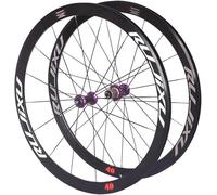 Púrpura,Ruedas De Bicicleta De Carretera 700C Llantas De 40Mm Frenos En V Conjunto De Ruedas Clincher Liberación Rápida Tirón Recto Buje De Carbono Compatible con Casete De 8 9 10 11 Velocidades