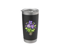 Púrpura Violeta Flores Ilustración Botánica Arte Floral Vaso térmico de acero inoxidable de doble pared