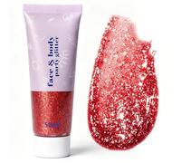 Purpurina Cara Gel, 50ml Gel de Brillo Corporal, Chunky Glitter Cara Cabello Uñas Labios Gel para Festiva, Shimmer Face Paint Stick Festival Accessories, Rojo