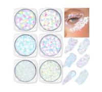 Purpurina Cara Gel,6 Botellas Gel Purpurina Cara,Glitter Maquillaje Corporal,Glitter Maquillaje Carnaval,Para Festival Fiestas Bailes-6 Blanco Pastel