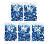Purpurina Confeti Azul 8mm |Decoraciones de mesa con lentejuelas de papel de aluminio para fiestas/bautizos/temporada festiva |5 bolsas de 75 g en total |Reutilizable y resistente (Letter)